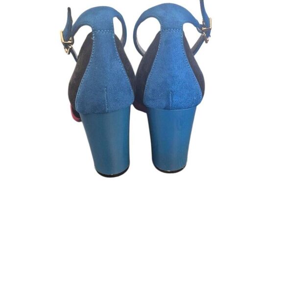 Mix No. 6 Suede Colorblock Black, Burgundy & Blue 4" Heels w Ankle Strap - Picture 11 of 11